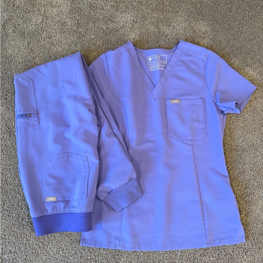 FIGS Lavender Scrub Top and pants